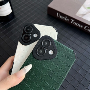 Custodia di protezione per lenti in pelle sintetica moda Croco Texture per <span class=keywords><strong>iPhone</strong></span> 16 15 14 13 12 11 Pro <span class=keywords><strong>XR</strong></span> X XS Max 8 7 Plus <span class=keywords><strong>Cover</strong></span> in TPU morbido opaco - Product Image 4