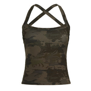 Débardeur court sexy camouflage à col halter pour femme, style streetwear, coupe ajustée, vente en gros pour l'été - Product Image 6