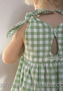 Vestido personalizado <span class=keywords><strong>de</strong></span> verano para niña Seersucker verde a cuadros Niña sin mangas correa <span class=keywords><strong>de</strong></span> hombro nudo <span class=keywords><strong>vestidos</strong></span> lindos para niña - Product Image 2