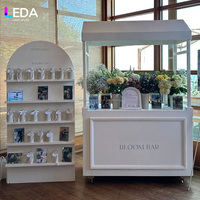 Carrito de Dulces y Flores de Acrílico Blanco con Diseño LEDA, Barra de Flores Blancas para Decoración de Eventos y Bodas