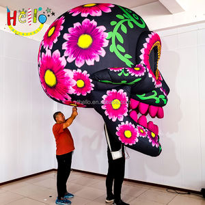 Tête de squelette géant gonflable en plein air éclairé <span class=keywords><strong>marionnette</strong></span> gonflable rose halloween - Product Image 4