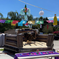 Bulle mécanique gonflable de rodéo, jeu de taureau mécanique commercial avec commandes électriques, thème arène western cowboy, pour location de carnaval