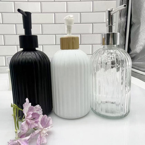 Bouteille de désinfectant pour les mains Boston à rayures horizontales, réutilisable, personnalisable, 430 ml, pour la sécurité alimentaire, pour lotion corporelle, désinfectant pour les mains, gel douche - Product Image 2