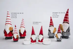 Vente en gros d'ornements de gnomes de Noël en céramique, figurines mignonnes du Père Noël, statue de Noël de table