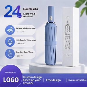 Paraguas Automático de Tres Pliegues, 24 Varillas Reforzadas, Protección Solar, Protección UV para Todo Clima, Parasol Promocional Empresarial con Logotipo Personalizado - Product Image 4
