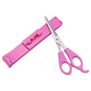 Lu Ban's Work Pink Thinning Shears 19 Teeth With Balance Ruler Hairdressing Scissors For Bangs Cutting - Product Image 3