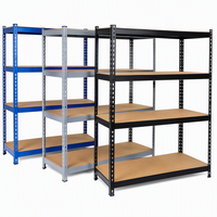Étagère de rangement métallique polyvalente à 5 niveaux, système d'étagères sans boulons, organisateur de garage multicolore, étagère en acier avec panneau MDF