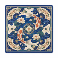 Tapis de jeu de mahjong personnalisé en néoprène, motif poisson koi et lotus, épaisseur 3 mm, pour la maison, le club, les tournois, jeu de table, cadeau