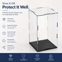 Vitrine en acrylique transparente avec base noire, boîte de présentation anti-poussière pour figurines, objets de collection, modèles et présentoirs de vente au détail