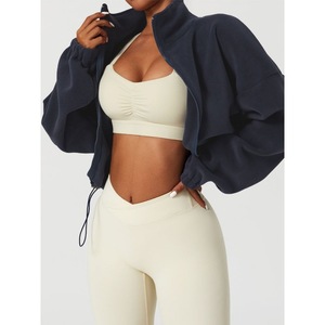 Automne et hiver femmes épaissi sport manteau <span class=keywords><strong>laine</strong></span> <span class=keywords><strong>d</strong></span>'<span class=keywords><strong>agneau</strong></span> col montant lâche cordon fermeture éclair <span class=keywords><strong>à</strong></span> manches longues <span class=keywords><strong>d</strong></span>écontracté - Product Image 2