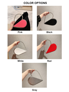 Paparazzi-Bolso de mano de cuero estilo Vegano para mujer, bolsa de mano de noche con diamantes de imitación y forma de corazón pequeño, PA0555 - Product Image 6