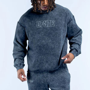 <span class=keywords><strong>Felpa</strong></span> da Uomo Oversize con Logo Personalizzato, Bordi Grezzi e Effetto Vissuto, Pesante con Spalle Scese - Product Image 1