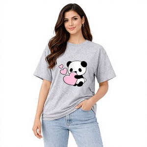 <b>Large</b> Size Knitted Cotton Women's <b>T</b>-<b>shirt</b> Summer Loose Casual Animal Front Logo Plus Size Crew Neck Short-sleeved Adults - Product Image 4