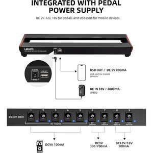 LEKATO Gitarren-Pedalboard mit integriertem Netzteil, Aluminium-Pedalboard mit Kabeln, Tasche und Klettverschluss - Product Image 3