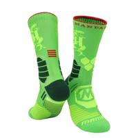 Chaussettes de sport OEM en gros pour hommes et femmes, respirantes, avec logo imprimé de qualité, hauteur genou, printemps-automne, tricotées avec revers et logo