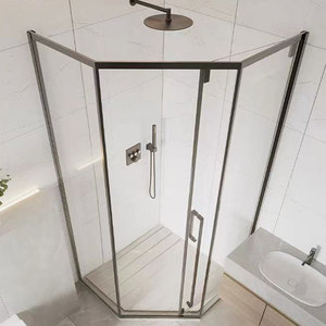 Cabine de douche coulissante carrée d'hôtels modernes en bois ABS de 10mm d'épaisseur avec cadre poli plateau en verre rectangulaire de 8mm d'épaisseur à faible quantité minimale de commande - Product Image 4