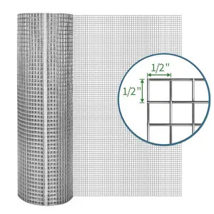 China fornecedor 16 calibre galvanizado por imersão a quente cerca de malha soldada 1/2x 1/2 soldadas de arame para gaiolas de pássaros