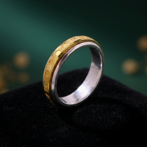 Bague d'éternité en argent unisexe moderne Bague à la mode avec fonction tournante Bijoux fins avec placage à l'or Cadeau de tous les jours pour hommes femmes - Product Image 3