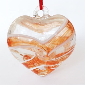 Hanging Large Murano Glass Ribbon Stripes Friendship Heart Shaped Charm <strong>Gazing</strong> <strong>Balls</strong> for Home Garden Ornaments Crafts - Product Image 5
