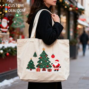 Wholesale Eco Friendly High-Quality Cheap <b>Large</b> Capacity Christmas Cotton <b>Canvas</b> Tote <b>Bag</b> - Product Image 1