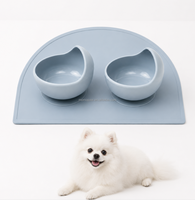 MoMoPaw Tapis antidérapant double pour gamelles de chien en silicone, durable, pour l'alimentation et l'eau des animaux, avec ventouse