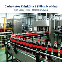 Machine de remplissage de boissons gazeuses de petite capacité, machine isobare automatique 3 en 1 pour la production de boissons gazeuses en bouteille PET