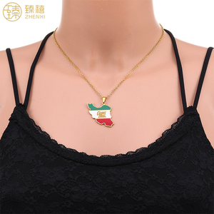 Zhenxi 2022 Hot Koop Rvs 18K Vergulde Aanslag Bestendig Olie Druipen Iran Kaart Hanger Ketting Voor Vrouwen en Mannen - Product Image 5