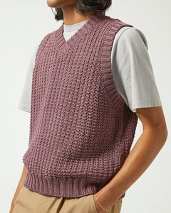 Vente <span class=keywords><strong>en</strong></span> gros de pull <span class=keywords><strong>en</strong></span> tricot épais pour hommes, <span class=keywords><strong>gilet</strong></span> à col <span class=keywords><strong>en</strong></span> V, pull <span class=keywords><strong>en</strong></span> coton épais au point de mousse, pull sans manches - Product Image 2