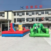 Location de carnaval gonflable bungee run challenge race double voie jeux de sport commercial bungee run