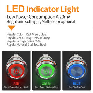 LANBOO LB16MM 15A LED 고전류 스테인리스 스틸 소재의 짧은 금속 누름 버튼 스위치 - Product Image 6