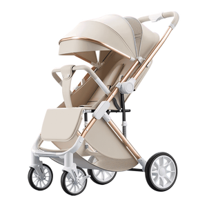 Silla Portátil Ligera de Lino, Diseño Alto, Puede Sentarse o Recostarse, Cinturón de Seguridad de Cinco Puntos, Marco de Acero de Alto Carbono, Ruedas de PU - Product Image 1