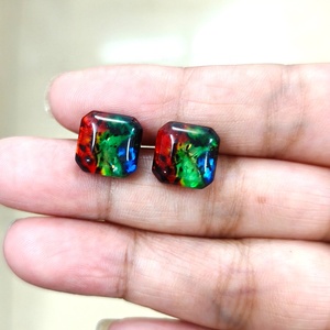 Bán buôn Màu sắc Bí Ẩn 11x11mm độ dày 6mm vuông Octagon ammolite Cabochon - Product Image 3