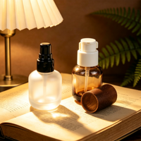 Flacon pompe en verre transparent de 35 ml pour huile essentielle, sérum, soins de la peau, flacons pulvérisateurs en verre, huile essentielle, tonique, rechargeable