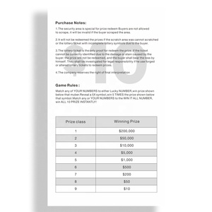 Billets de loterie à numéros variables imprimés CMJN, étiquettes de sécurité à gratter personnalisées de haute qualité, couleur et taille sur mesure, pour la Fête des Pères - Product Image 6