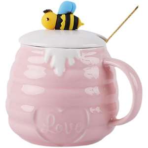 Nouvelle tasse en céramique personnalisable écologique, motif insecte de dessin animé, Huaqi Tcb21, coffret cadeau, tasses mignonnes avec cuillère, pour la rentrée scolaire des filles - Product Image 5