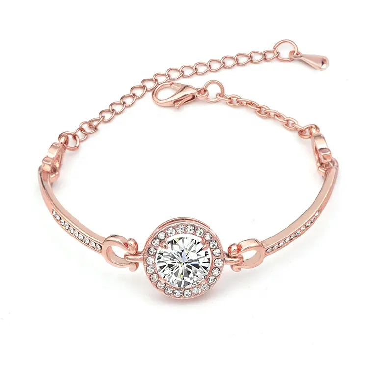 Популярный модный креативный милый циркониевый браслет из розового золота, ювелирные изделия, браслет с кристаллами, Женские Ювелирные изделия
