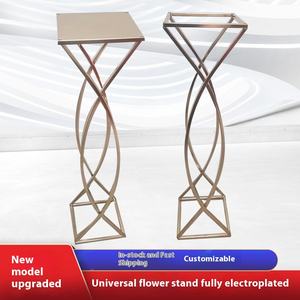 <span class=keywords><strong>Colonne</strong></span> de cadre de fleur en fer forgé moderne décoration géométrique ornements arrangement de scène de mariage accessoires d'introduction de route - Product Image 2