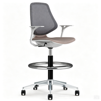 Chaise de dessin ergonomique haute avec repose-pieds réglable, dossier en maille et hauteur réglable pour bureau debout et studio
