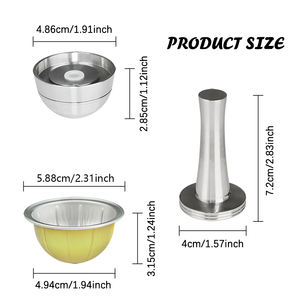 Juego al por mayor de cápsulas reutilizables de acero inoxidable, cápsulas vacías de aluminio recargables para café, el mejor material metálico - Product Image 2