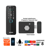 Cerradura Inteligente KROVI NTR01 Tuya de Aleación de Aluminio, Impermeable, con Huella Dactilar, Reconocimiento Facial, Código de Acceso, Contraseña, Tarjeta, Llave, Habilitada para Wi-Fi