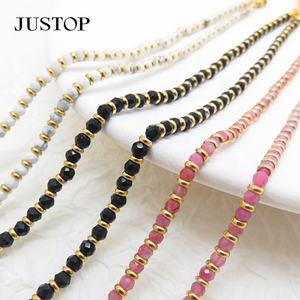 Collar de Cadena de Eslabones de Acero Inoxidable Vintage de Diseño con Piedra Natural, Gargantilla Dorada, Moderno, Ecológico, Unisex, al por Mayor - Product Image 2