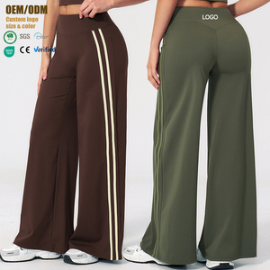 Pantalones <span class=keywords><strong>de</strong></span> yoga acampanados <span class=keywords><strong>de</strong></span> cintura alta para mujer, <span class=keywords><strong>de</strong></span> secado rápido, con efecto <span class=keywords><strong>de</strong></span> contraste <span class=keywords><strong>de</strong></span> color, para fitness al aire libre - Product Image 1