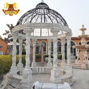 Gazebo a colonna romana <span class=keywords><strong>in</strong></span> marmo bianco naturale intagliato a mano <span class=keywords><strong>in</strong></span> pietra scultura all'aperto - Product Image 1
