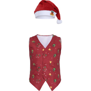 European And American Boys <b>Christmas</b> Vest Set With Santa <b>Hat</b> <b>Childrens</b> Performance Costume Wholesale Winter 2025 - Product Image 1