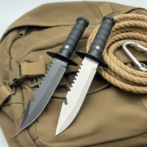 Couteau de chasse Bushcraft droit en acier inoxydable, manche doux au toucher, bord dentelé, épaisseur 2,5 mm, personnalisable DIY OEM - Product Image 3