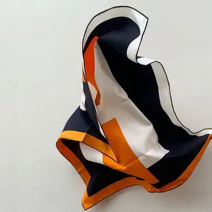 Квадратный саржевый шелковый шарф 90*90 см, Дизайнерские шарфы с буквами H ручной работы для женщин, Фирменный шарф