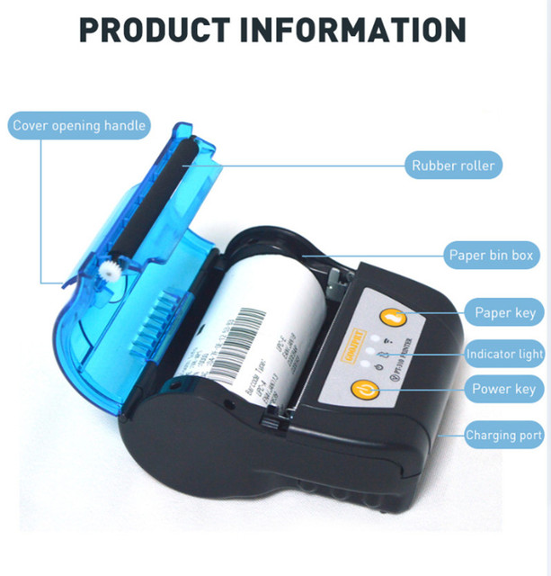 3inch Thermal Portable Hand Printer 80mm Mobile Invoice Printer for Small Business