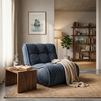 Canapé une place en tissu chenille, emballé sous vide avec rembourrage en éponge, design rembourré pour villa et appartement, style moderne