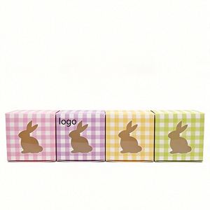 Colorful <b>Easter</b> Plaid Recycled Materials Flat Candy Treat Paper <b>Box</b> Window Magnetic Closure Cute Bunny <b>Easter</b> Cookie Snacks <b>Gift</b> - Product Image 1