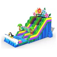 Château gonflable commercial d'extérieur et d'intérieur, thème Fleur de soleil, avec toboggan de plage, château de saut, château gonflable forêt et toboggans aquatiques